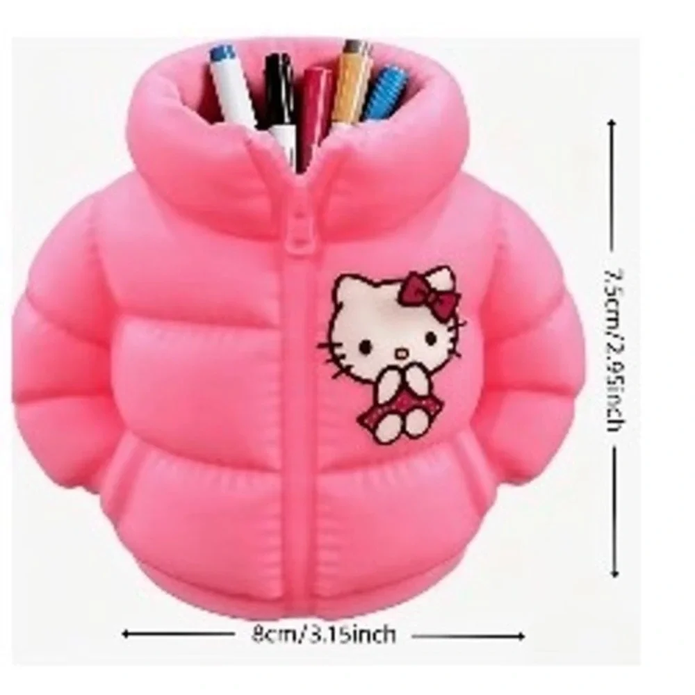 Hello Kitty Sanrio Gingham Notebook and Puffer Jacket Pen Holder Stationery Set